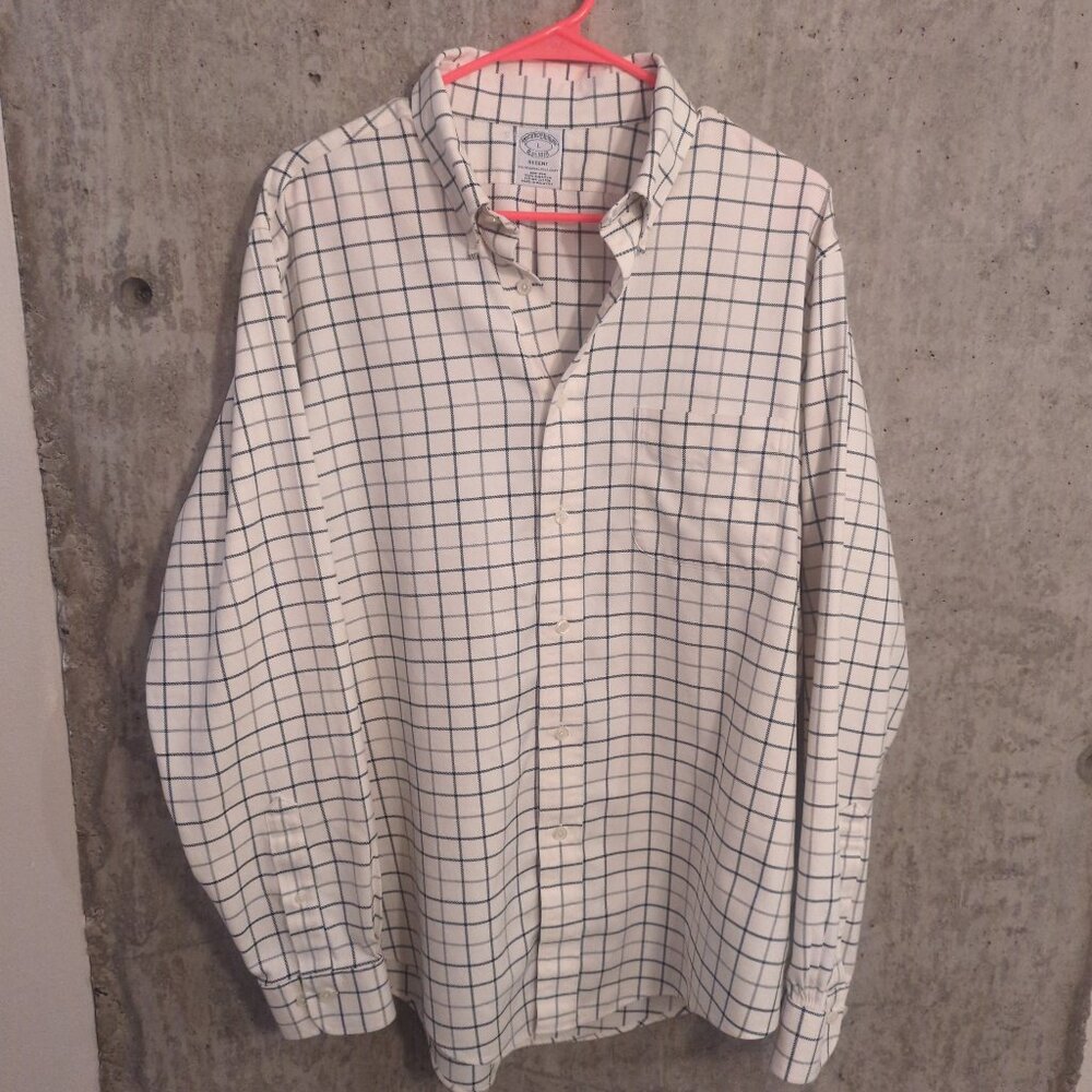 Brooks Brothers Mens Large White Long Sleeve Button Down Shirt Supima Regent